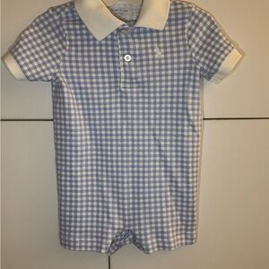 Polo by Ralph Lauren Blue and White Checkered Kids One Piece